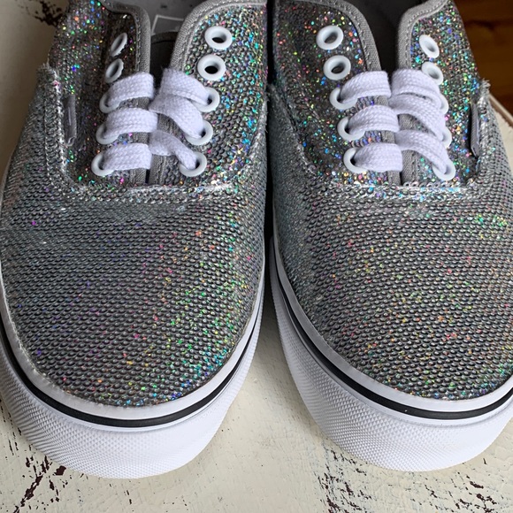 Vans Shimmering Silver Glitter Shoes - Picture 6 of 7